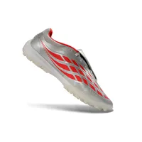 Chuteira Society Adidas Predator Tongue Elite 26 TF Prata e Vermelho - imagem 3