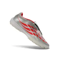 Chuteira Society Adidas Predator Tongue Elite 26 TF Prata e Vermelho - imagem 3