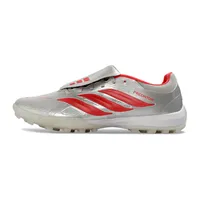 Chuteira Society Adidas Predator Tongue Elite 26 TF Prata e Vermelho - imagem 1