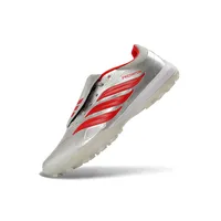 Chuteira Society Adidas Predator Tongue Elite 26 TF Prata e Vermelho - imagem 2