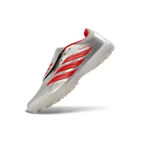 Chuteira Society Adidas Predator Tongue Elite 26 TF Prata e Vermelho - imagem 2