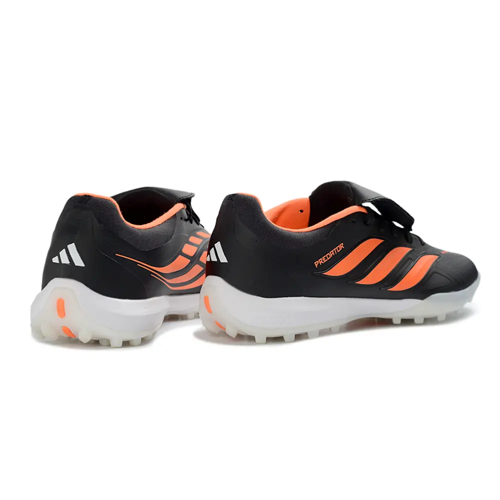 Chuteira Society Adidas Predator Tongue Elite 26 TF Preto e Laranja