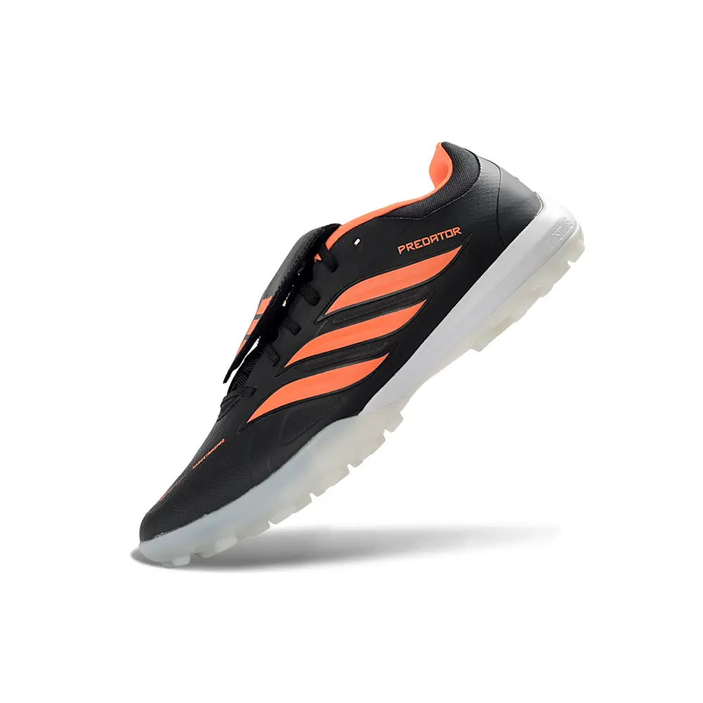 Chuteira Society Adidas Predator Tongue Elite 26 TF Preto e Laranja