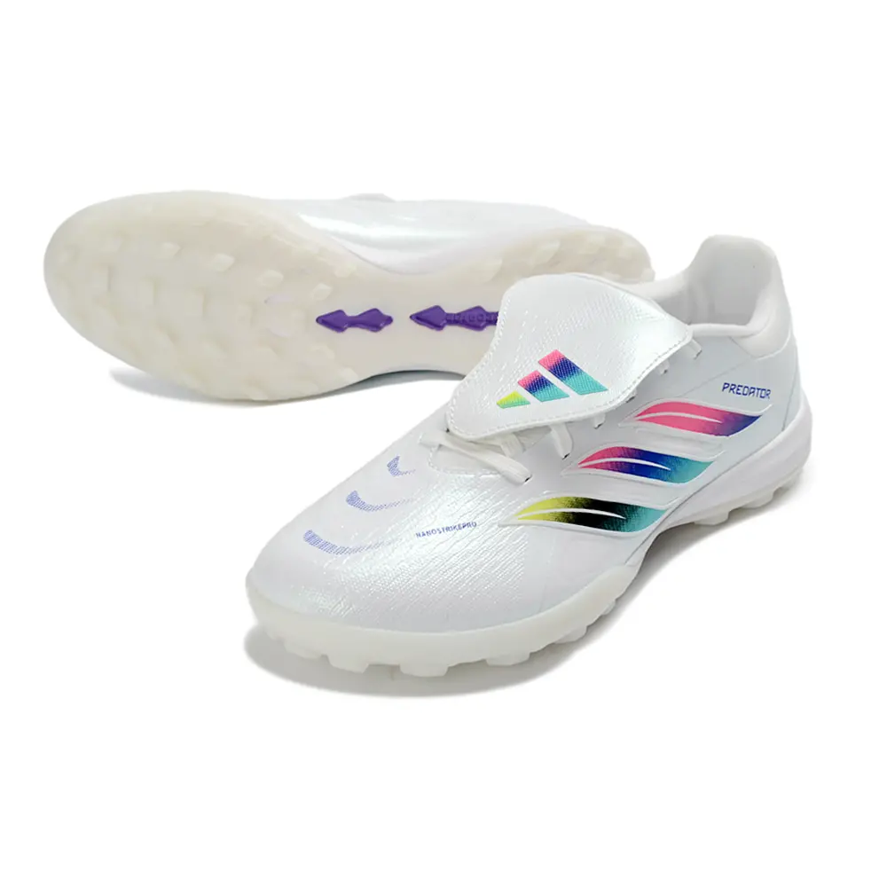 Chuteira Society Adidas Predator Tongue Elite 26 TF Branco e Colorido