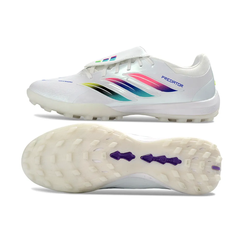 Chuteira Society Adidas Predator Tongue Elite 26 TF Branco e Colorido