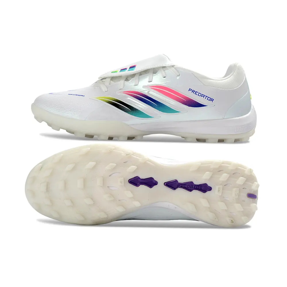 Chuteira Society Adidas Predator Tongue Elite 26 TF Branco e Colorido
