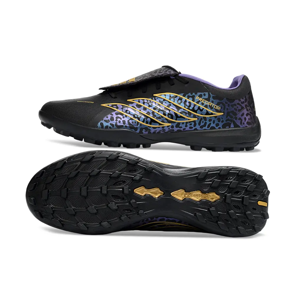 Chuteira Society Adidas Predator Tongue Elite 26 TF Preto, Roxo e Azul