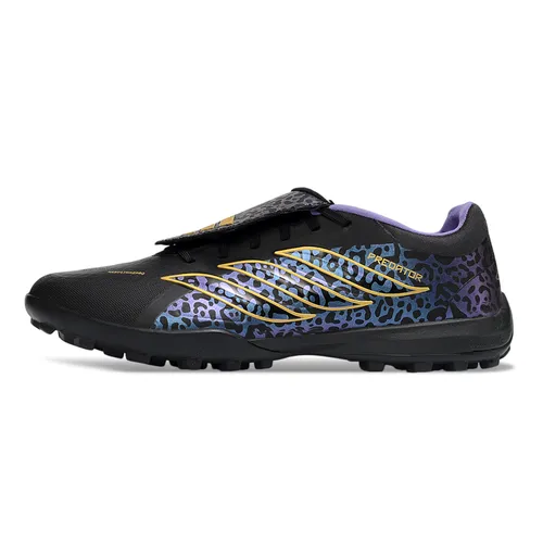 Chuteira Society Adidas Predator Tongue Elite 26 TF Preto, Roxo e Azul