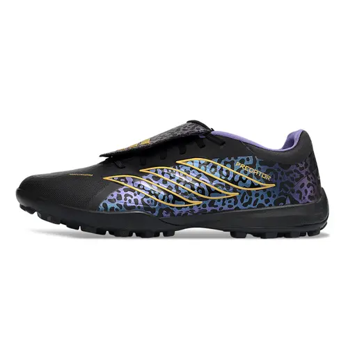 Chuteira Society Adidas Predator Tongue Elite 26 TF Preto, Roxo e Azul