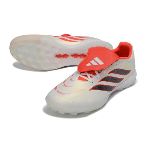 Chuteira Society Adidas Predator Tongue Elite 26 TF Branco e Vermelho