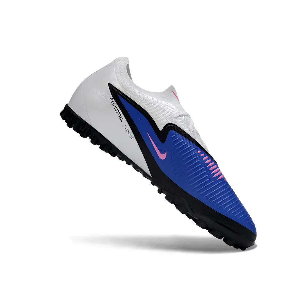 Chuteira Society Nike Phantom ReactX 6 Pro TF Branco, Azul, Preto e Rosa