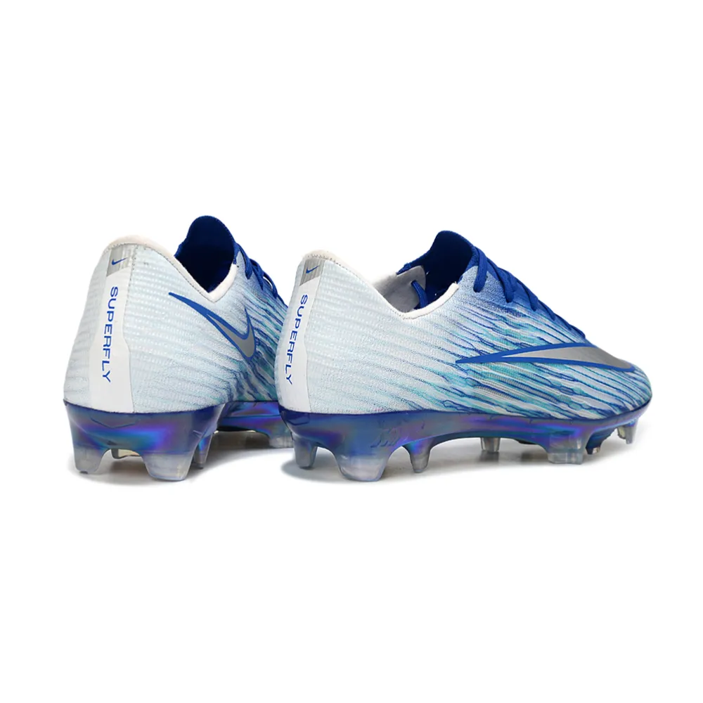 Chuteira Campo Nike Air Zoom Mercurial Superfly 11 Elite FG Azul e Branco
