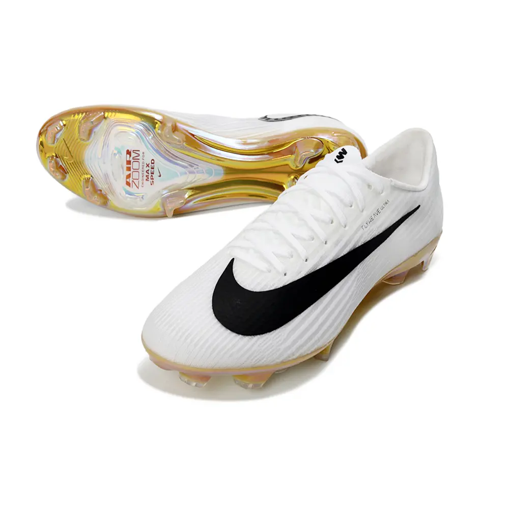 Chuteira Campo Nike Air Zoom Mercurial Superfly 11 Elite FG Branco, Preto e Dourado