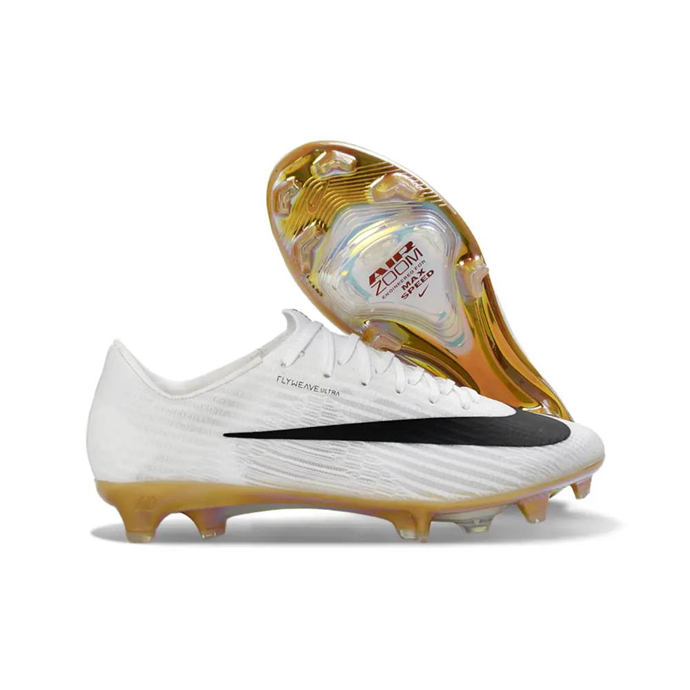 Chuteira Campo Nike Air Zoom Mercurial Superfly 11 Elite FG Branco, Preto e Dourado