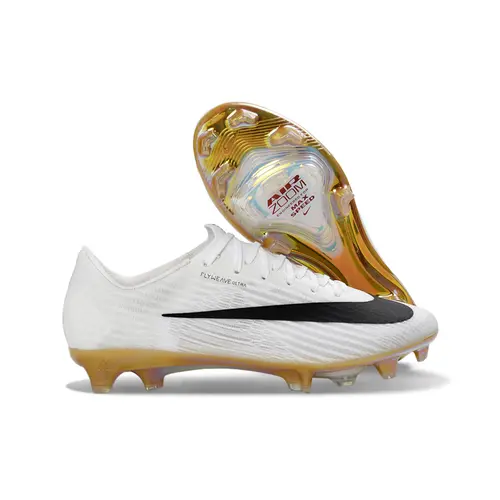 Chuteira Campo Nike Air Zoom Mercurial Superfly 11 Elite FG Branco, Preto e Dourado