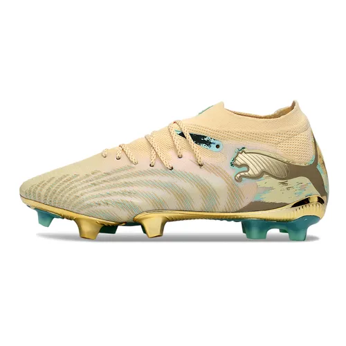 Chuteira Campo Puma Future 9 FG Bege, Dourado e Verde