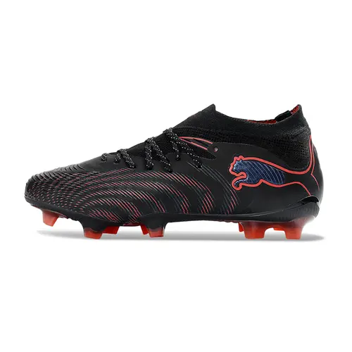 Chuteira Campo Puma Future 9 FG Preto e Vermelho