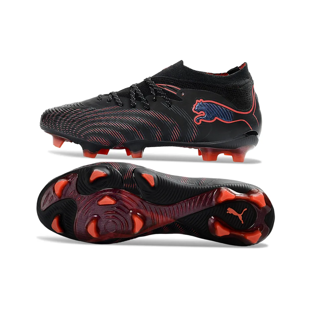 Chuteira Campo Puma Future 9 FG Preto e Vermelho
