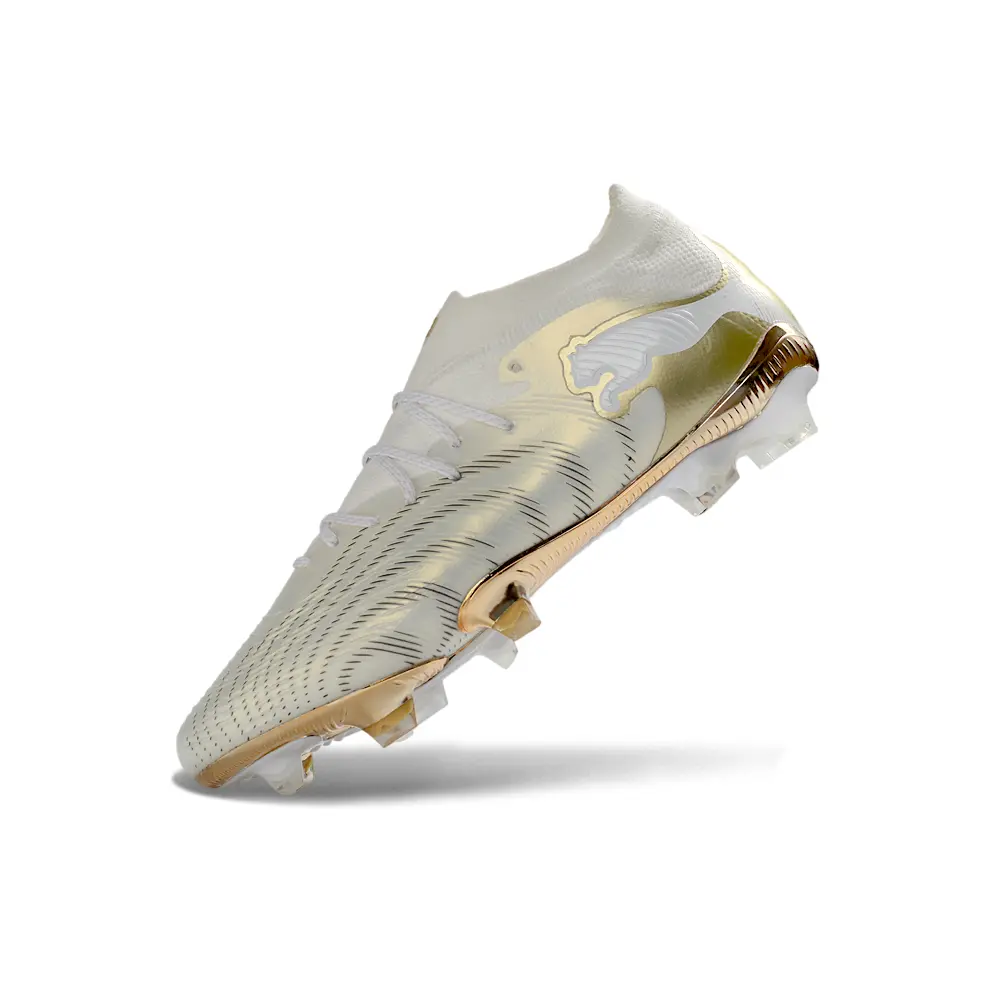 Chuteira Campo Puma Future 9 FG Branco e Dourado