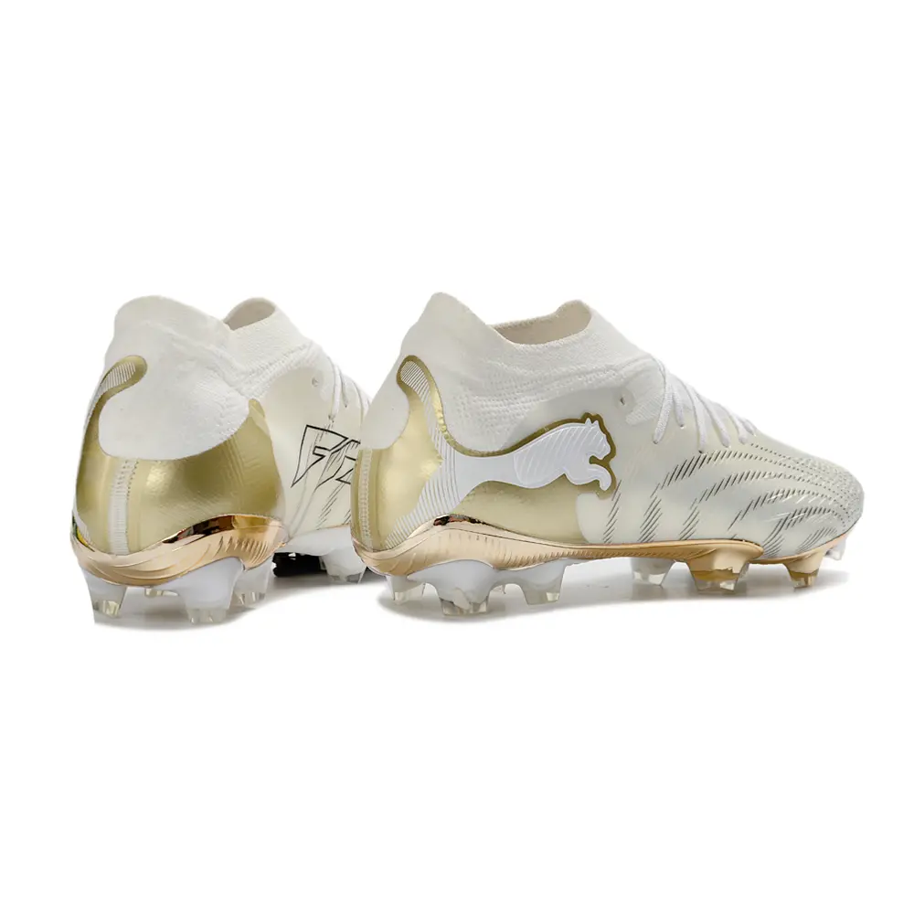 Chuteira Campo Puma Future 9 FG Branco e Dourado
