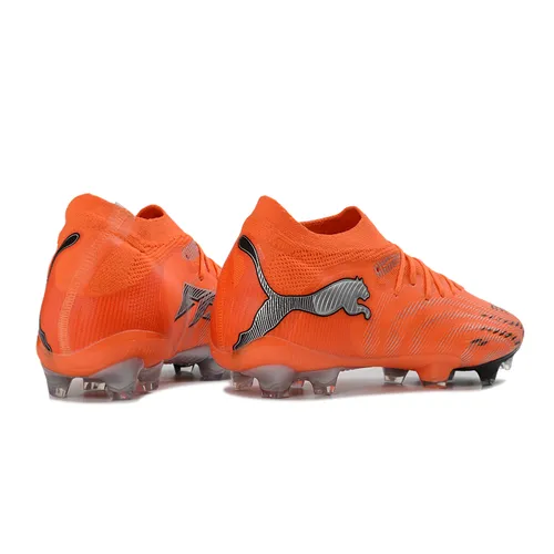 Chuteira Campo Puma Future 9 FG Laranja e Prata
