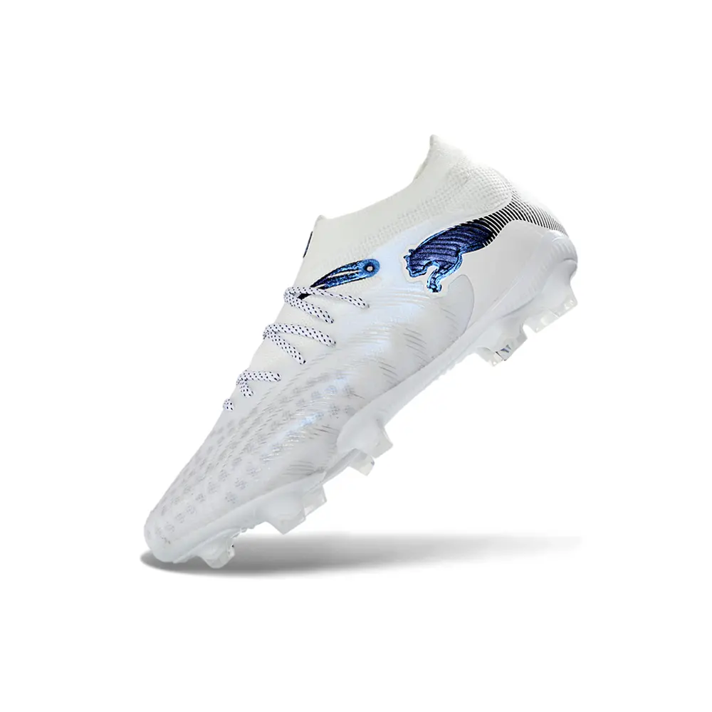 Chuteira Campo Puma Future 9 FG Branco e Azul