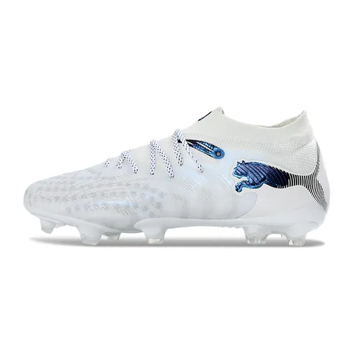 Chuteira Campo Puma Future 9 FG Branco e Azul