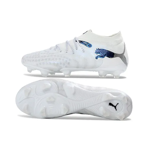 Chuteira Campo Puma Future 9 FG Branco e Azul