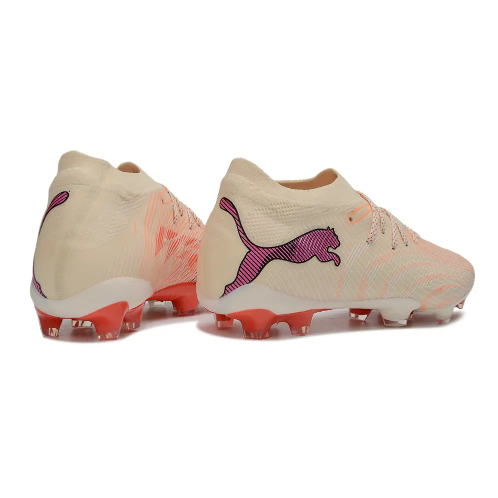Chuteira Campo Puma Future 9 FG Bege e Vermelho