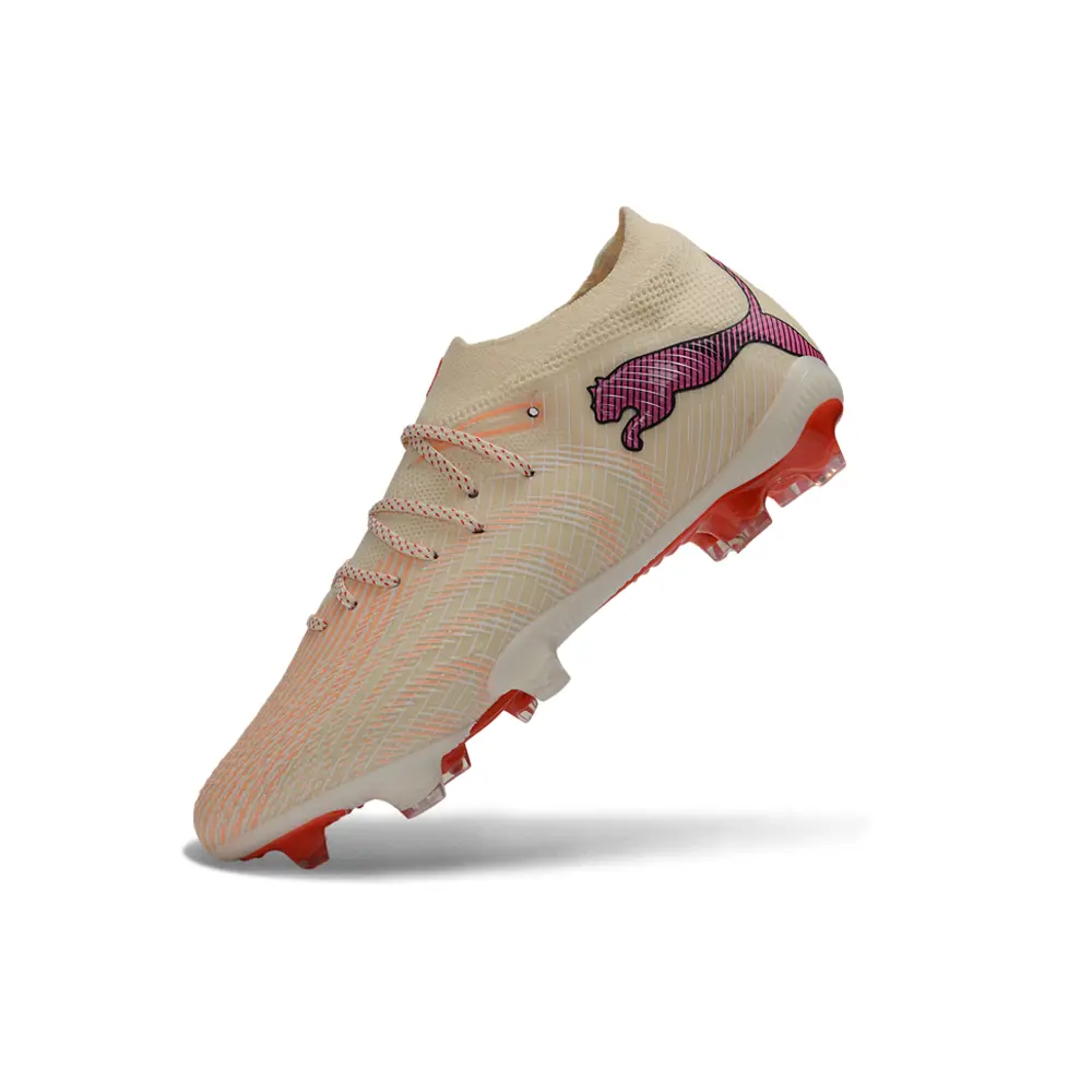 Chuteira Campo Puma Future 9 FG Bege e Vermelho