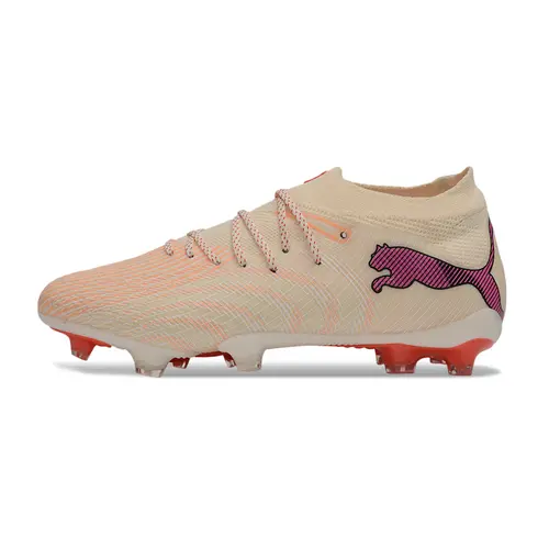 Chuteira Campo Puma Future 9 FG Bege e Vermelho