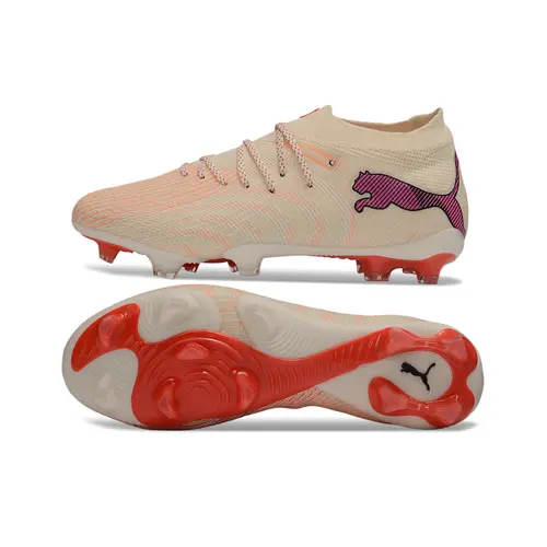Chuteira Campo Puma Future 9 FG Bege e Vermelho