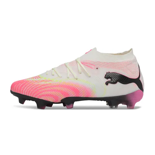 Chuteira Campo Puma Future 9 FG Branco e Rosa