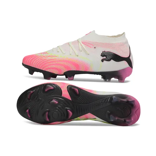 Chuteira Campo Puma Future 9 FG Branco e Rosa