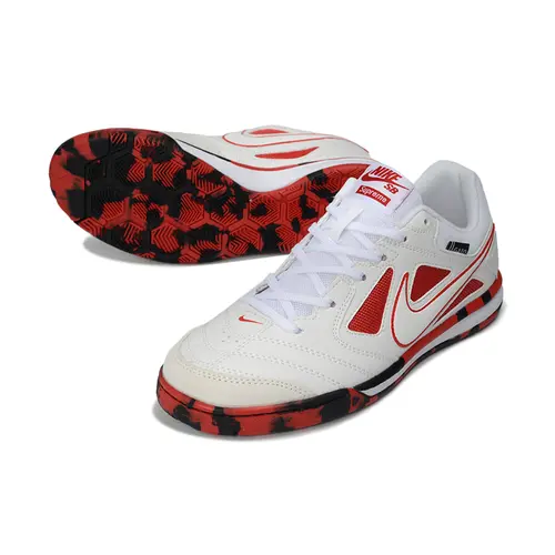 Chuteira Futsal Supreme x Nike SB Gato IC Branco, Vermelho e Preto