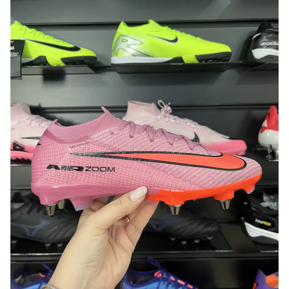 Chuteira Campo Nike Air Zoom Mercurial Vapor 16 Elite Trava Mista Rosa e Laranja - Pronta Entrega