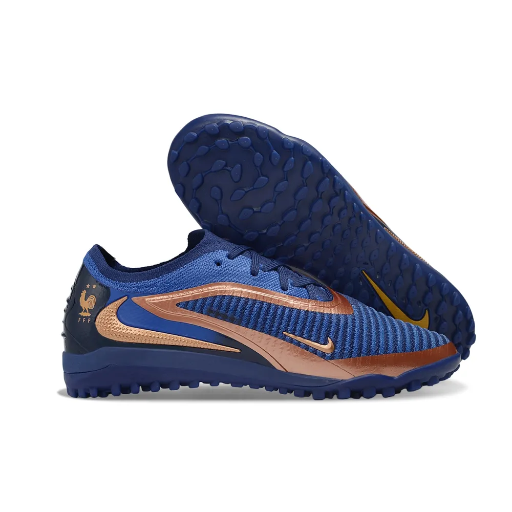 Chuteira Society Nike Phantom GX 6 Elite TF Azul e Bronze
