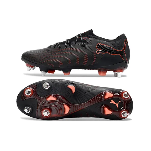 Chuteira Campo Puma Future 9 Trava Mista Preto e Vermelho