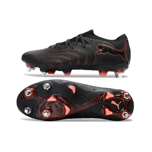 Chuteira Campo Puma Future 9 Trava Mista Preto e Vermelho