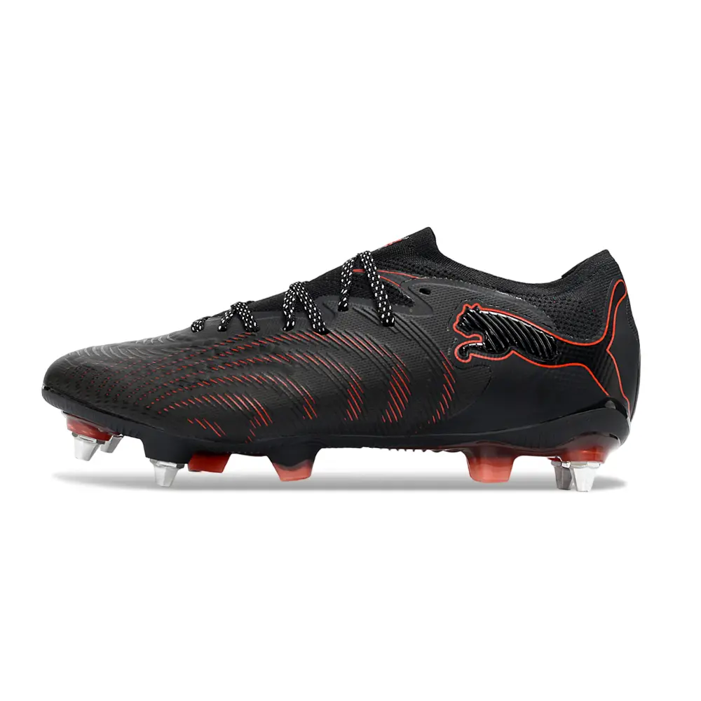 Chuteira Campo Puma Future 9 Trava Mista Preto e Vermelho