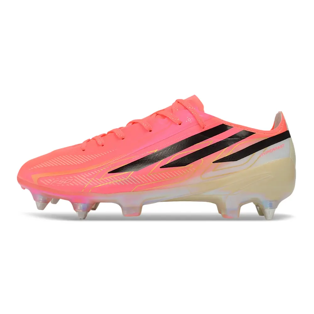 Chuteira Campo Adidas F50 Hyperfast Ponta de Aluminio Rosa e Preto - Road to Glory Pack