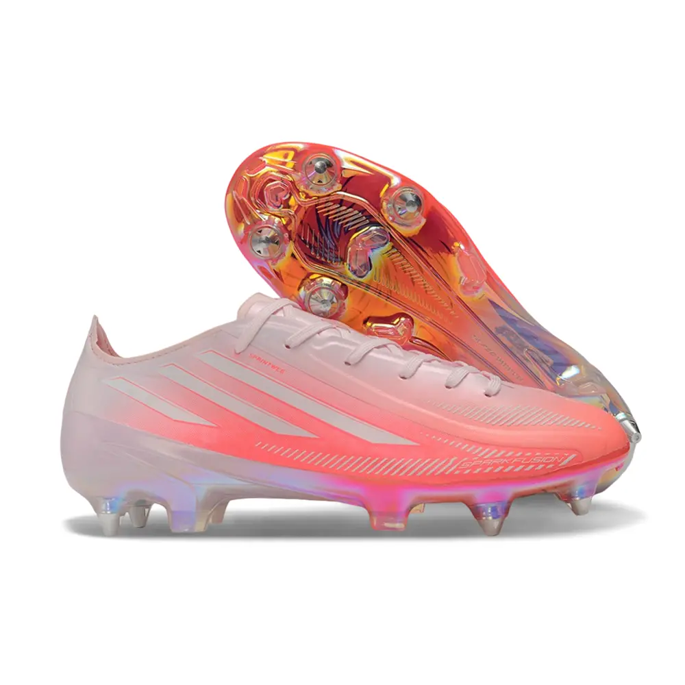 Chuteira Campo Adidas F50 Hyperfast Ponta de Aluminio Rosa e Branco
