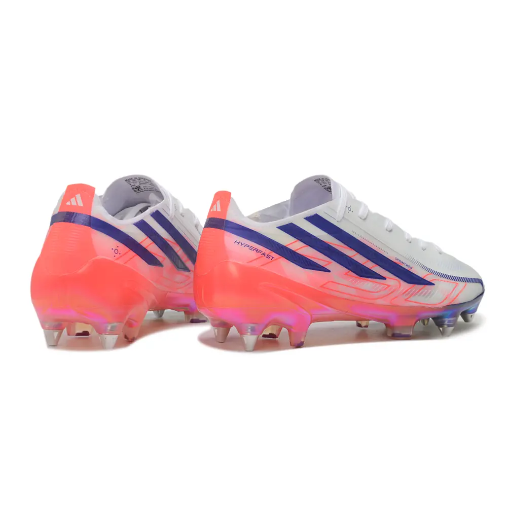 Chuteira Campo Adidas F50 Hyperfast Ponta de Aluminio Branco, Rosa e Roxo