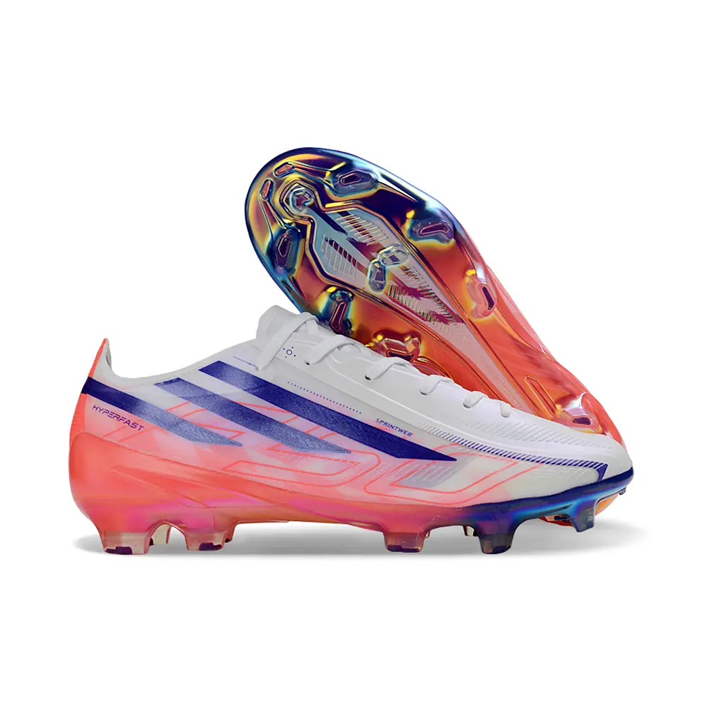 Chuteira Campo Adidas F50 Hyperfast FG Branco, Azul e Rosa