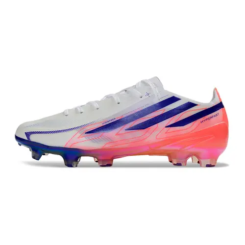 Chuteira Campo Adidas F50 Hyperfast FG Branco, Azul e Rosa