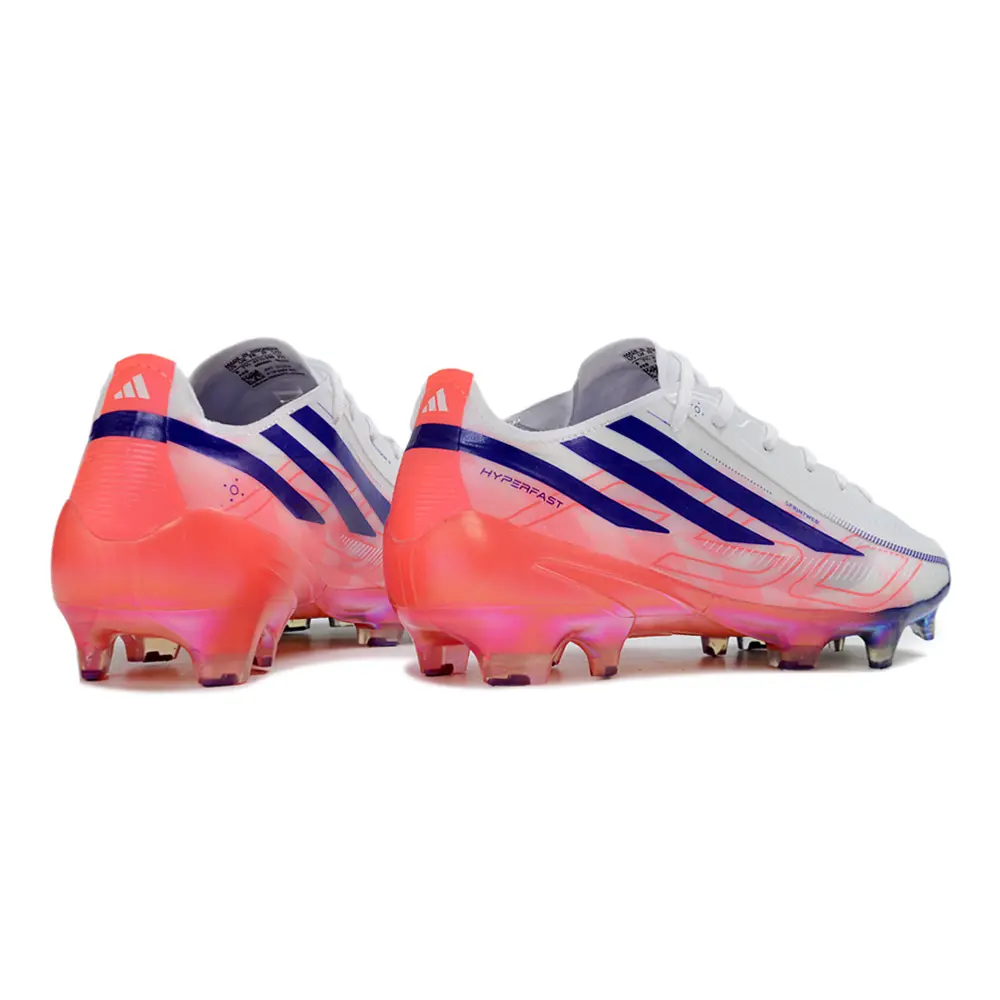 Chuteira Campo Adidas F50 Hyperfast FG Branco, Azul e Rosa