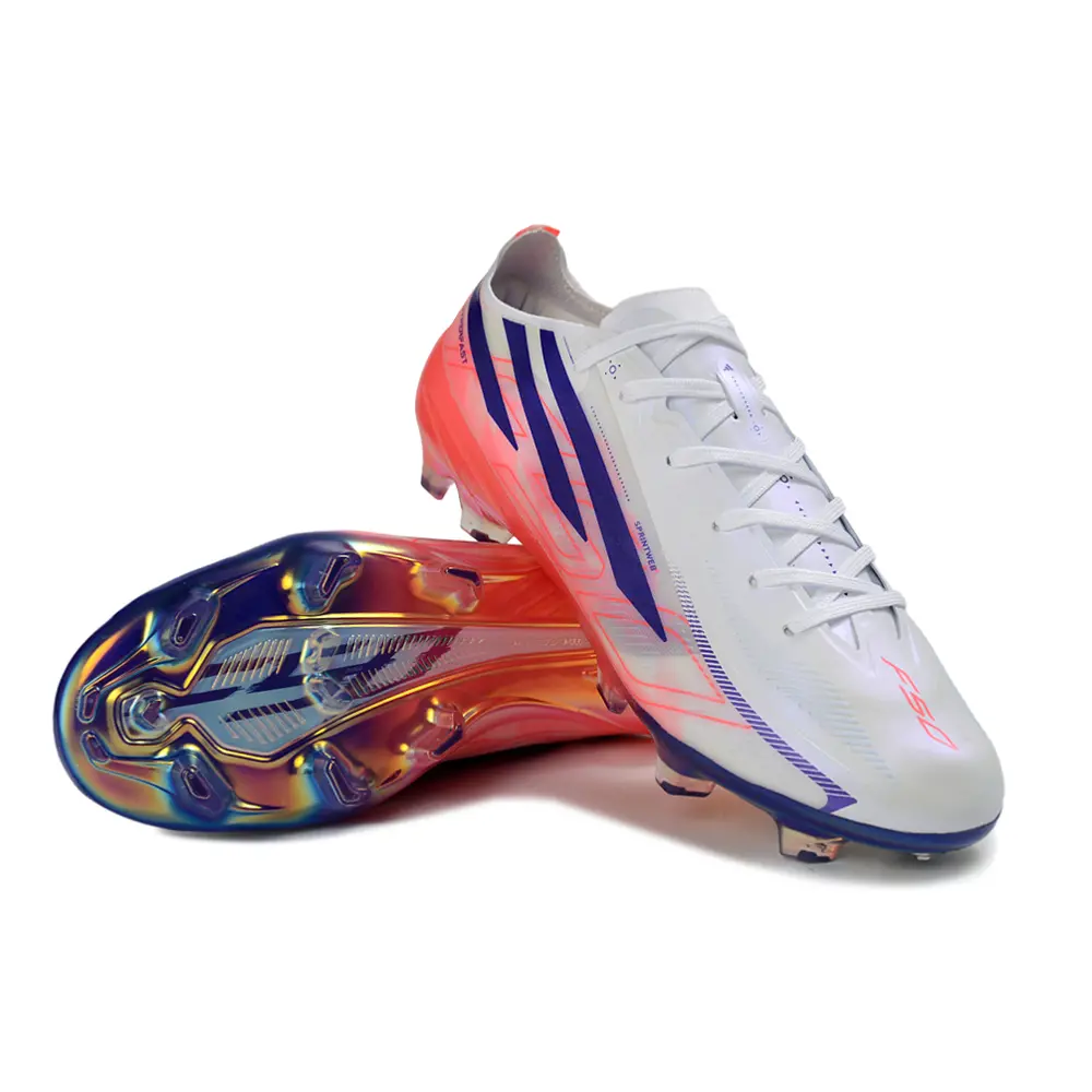 Chuteira Campo Adidas F50 Hyperfast FG Branco, Azul e Rosa
