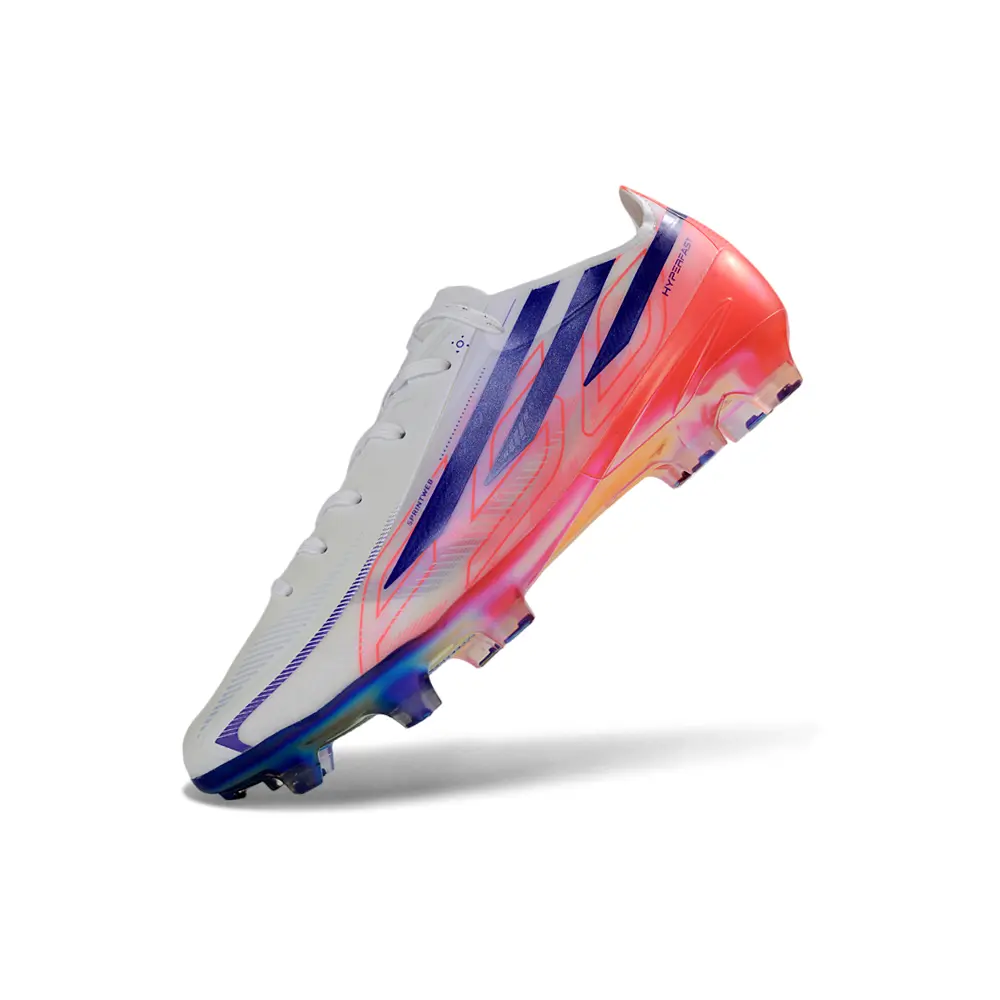 Chuteira Campo Adidas F50 Hyperfast FG Branco, Azul e Rosa
