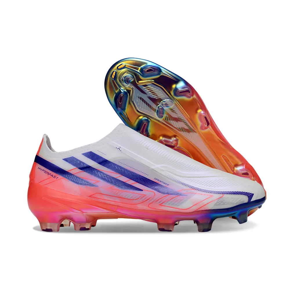 Chuteira Campo Adidas F50 LL Hyperfast FG Branco, Azul e Rosa