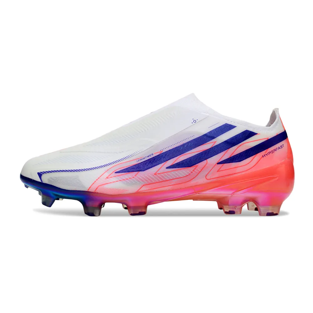 Chuteira Campo Adidas F50 LL Hyperfast FG Branco, Azul e Rosa